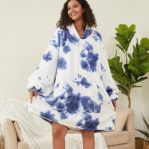 

Adults' Oversized Hoodie Blanket Wearable Blanket With Pocket Cartoon Print Onesie Pajamas Flannel Cosplay For Men's Women's Christmas Animal Sleepwear Cartoon Festival / Holiday Costumes