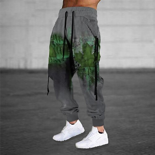 

Men's Sweatpants Joggers Trousers Drawstring Elastic Waist 3D Print Graphic Prints Comfort Sports Outdoor Casual Daily Cotton Blend Streetwear Designer Green Purple Micro-elastic