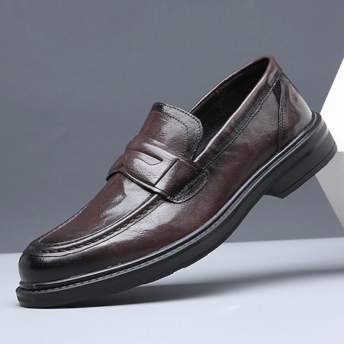 

Men's Loafers Slip-Ons Vintage Casual Daily PU Dark Brown Black Spring