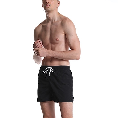 

Men's Swim Shorts Swim Trunks Board Shorts Pocket Drawstring Elastic Waist Solid Color Comfort Breathable Short Sports Outdoor Casual Daily Fashion Streetwear Green Black