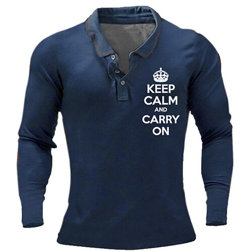 

Men's Collar Polo Shirt Golf Shirt Letter Graphic Prints Turndown Green Black Blue Gray 3D Print Outdoor Street Long Sleeve Button-Down Print Clothing Apparel Fashion Designer Casual Soft