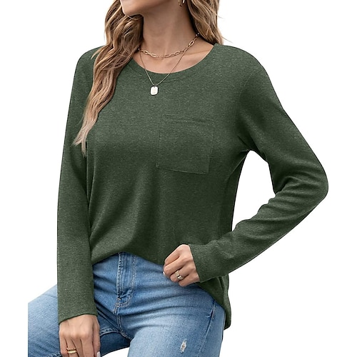 

HOTGIFT Womens Fall Winter Casual T-Shirts Long Sleeve Crewneck Tops Loose Comfy Warm Blouse