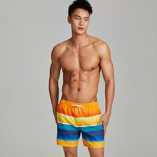 

Men's Swim Shorts Swim Trunks Board Shorts Beach Shorts Pocket Drawstring Elastic Waist Graphic Coconut Tree Comfort Breathable Knee Length Casual Daily Holiday Fashion Streetwear Blue Yellow