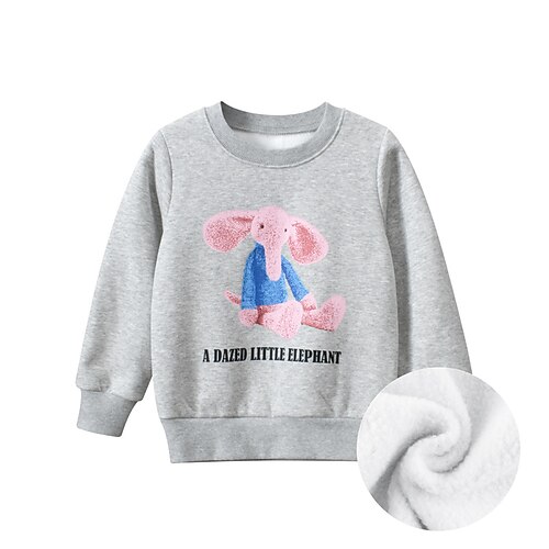 

Toddler Girls' Sweatshirt Solid Color School Long Sleeve Crewneck Cute 3-7 Years Fall Gray