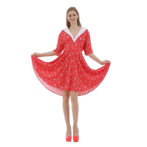 

Santa Claus Mrs.Claus Christmas Tree Fancy Christmas Dress Women's Dailywear Christmas Christmas Christmas Eve Adults Party Christmas Polyester Dress