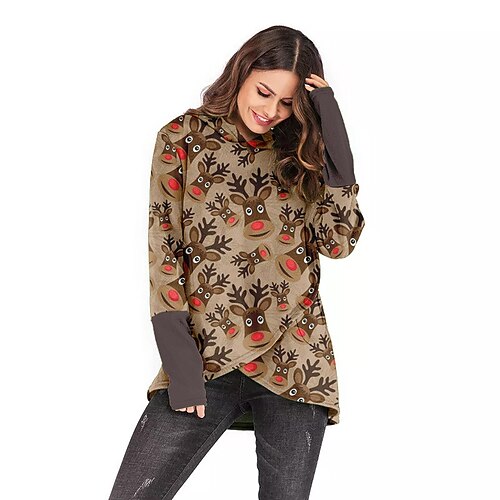 

Reindeer Masquerade Hoodie Women's Christmas Christmas Carnival Masquerade Adults' Christmas Vacation Polyester Top