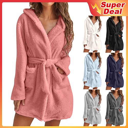 

Women's Winter Coat Coat Active Comfortable Street Style Plush Pocket Outdoor Daily Wear Vacation Going out Polyester Coat Winter Fall Light Blue Black Blue Cardigan V Neck Regular Fit S M L XL