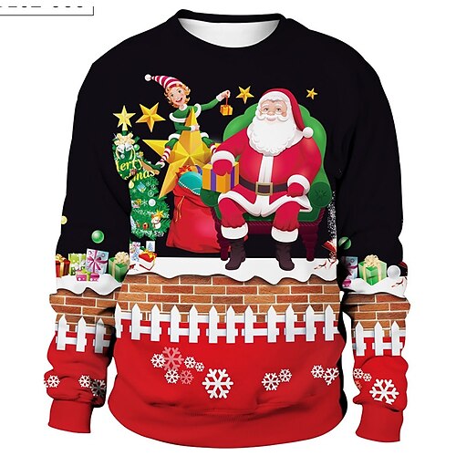 

Navidad Papá Noel Perro Sudadera Anime Gráfico Cima Para Hombre Mujer Unisexo Adulto Impresión 3D 100% Poliéster