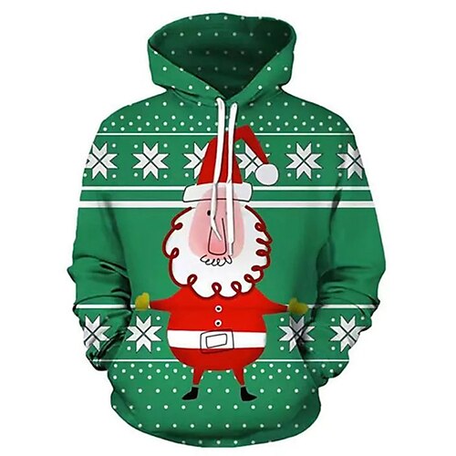 

Men's Plus Size Pullover Hoodie Sweatshirt Big and Tall Santa Claus Hooded Long Sleeve Spring & Fall Basic Fashion Streetwear Comfortable Work Daily Wear Tops