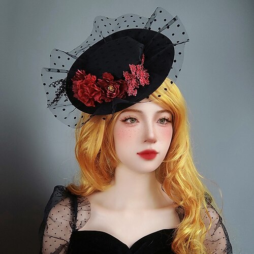 

hat Tilbehør Cocktailhat Retro / vintage Punk & Gotisk Følt Til Goth Pige Cosplay Halloween Karneval Maskerade Dame Kostume smykker Modesmykker