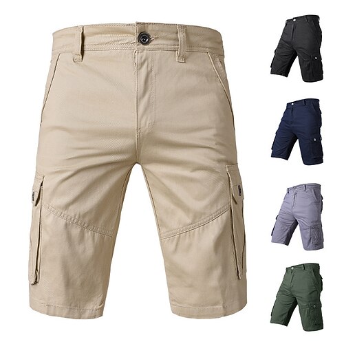 

Men's Cargo Shorts Multi Pocket Solid Color Comfort Breathable Knee Length Casual Daily Going out 100% Cotton Sports Stylish Green Black