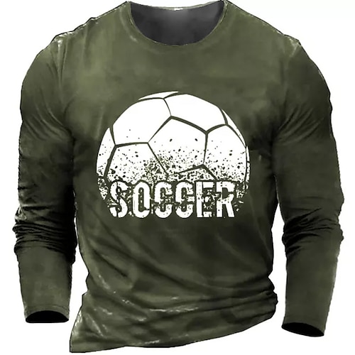 

Men's T shirt Tee Football Graphic Prints Crew Neck Green Navy Blue Gray 3D Print Outdoor Street Long Sleeve Print Clothing Apparel Basic Sports Designer Casual