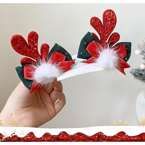 

1PC Women's Girls' Hair Clip For Christmas Fabric 9970H White Hair Brown Antler Hair Clip 9970N Red Sequin Green Bow Hair Clip 9970Z Snowflake Bow Antler Hair Clip