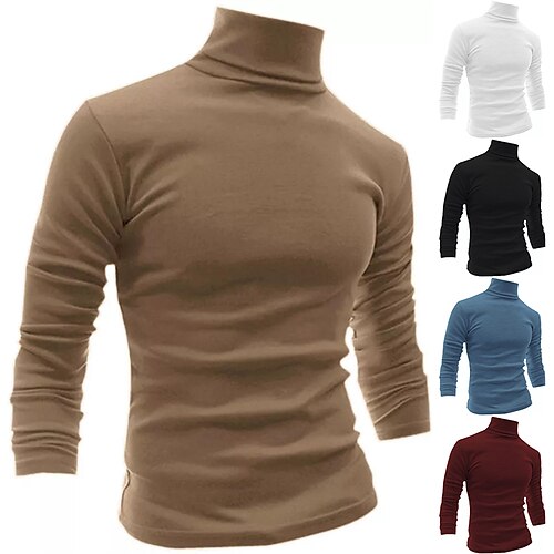 

Men's Turtleneck shirt Long Sleeve Shirt Plain Turtleneck Sports Holiday Long Sleeve Clothing Apparel Basic Casual Comfortable