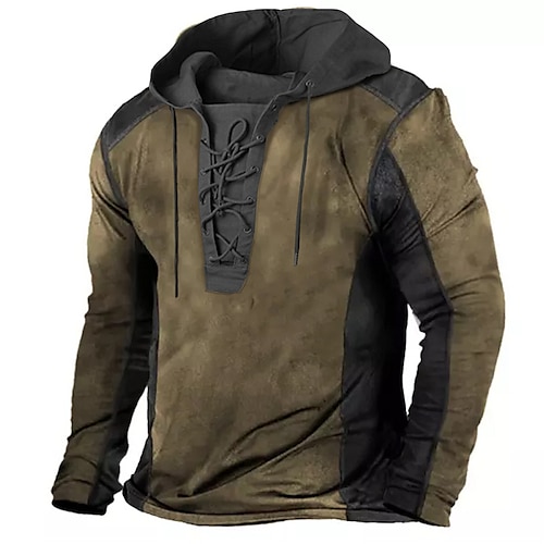 

Herren Hoodie Sweatshirt Kapuze Zur Seite fahren Braun Mit Kapuze Farbblock Grafik-Drucke mit Schnürung Bedruckt Casual Täglich Sport 3D-Druck Basic Strassenmode Designer Frühling Herbst Bekleidung