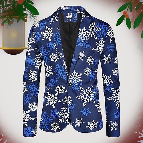 

Men's Coat Breathable Christmas Single Breasted Skull Snowman Snowflake 3D Printed Graphic Turndown Fashion Jacket Outerwear Long Sleeve Pocket Fall & Winter