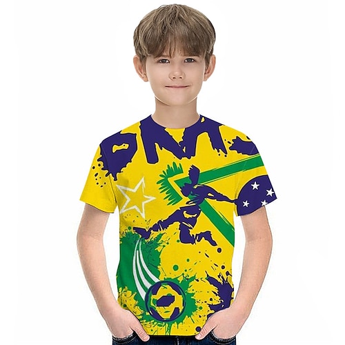 

Bambino Da ragazzo Coppa del Mondo maglietta Tee Calcio Manica corta Girocollo Top bambini Informale Stampa 3D Sportivo Giornaliero Estate Giallo 3-12 anni