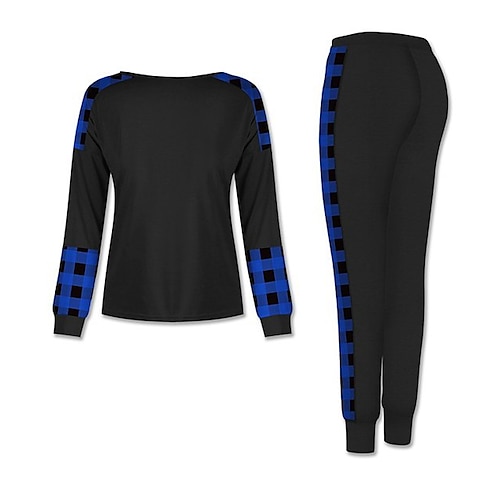 

Women's Plus Size Tops Set Graphic Print Long Sleeve Crew Neck Casual Modern Vacation Weekend Polyester Winter Fall Black