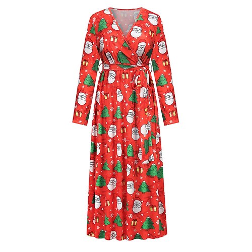 

Women's Christmas Casual Dress Sheath Dress Light Pink Green Black Long Sleeve With Belt Winter Fall Autumn V Neck 2022 S M L XL 2XL