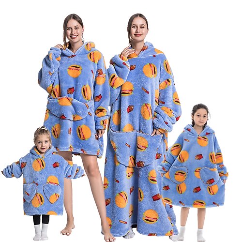 

Per bambini Per adulto Coperta oversize con cappuccio Coperta indossabile con tasca Amburgo Stampa Pigiama a pagliaccetto Flanella Cosplay Per Per uomo Per donna Da ragazzo Natale Pigiama a fantasia