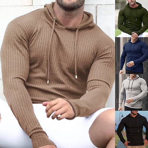 

Herren Hoodie Sweatshirt Kapuze Schwarz Armeegrün Khaki Hellgrau Marineblau Mit Kapuze Feste Farbe Sport Natur Sport Strassenmode Basic Cool Casual Winter Bekleidung Kapuzenpullover Sweatshirts