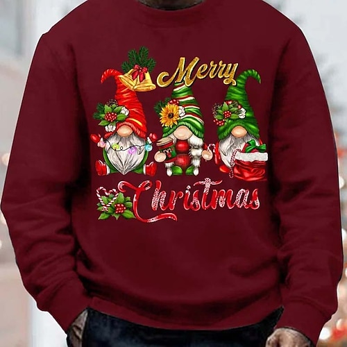 

Men's Sweatshirt Black Blue Red Gray White Crew Neck Letter Ugly Christmas Print Sports & Outdoor Daily Sports Casual Big and Tall Christmas Fall & Winter Clothing Apparel Hoodies Sweatshirts