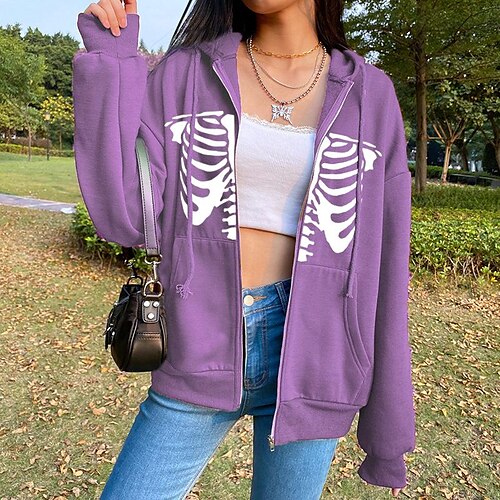 

Inspired by Punk Gothic Gothic Outerwear Skull Front Pocket Graphic Outerwear For Men's Women's Unisex Adults' Hot Stamping 100% Polyester Casual Daily