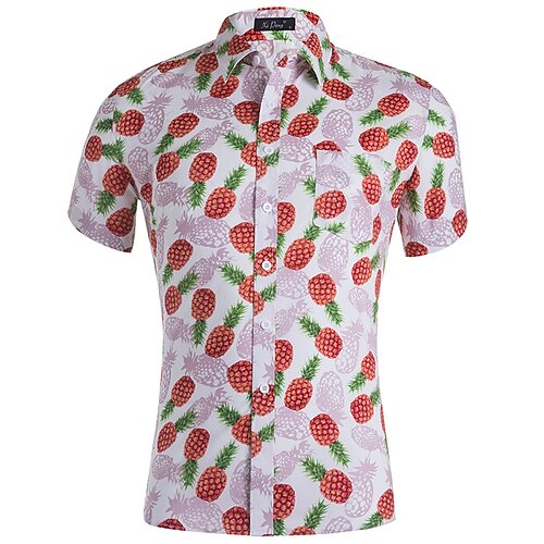 

Men's Shirt Summer Hawaiian Shirt Graphic Turndown Black and Red WhiteRed White / Green Pink Daily Holiday Short Sleeve Button-Down Clothing Apparel Fashion Simple Casual