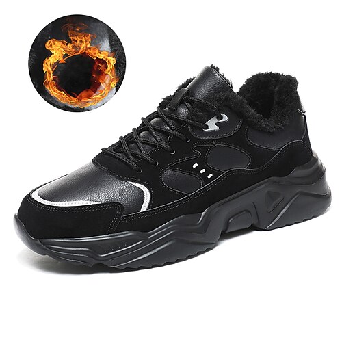 

Men's Sneakers Sporty Look Plus Size Fleece lined Sporty Casual Preppy Daily PU Warm Black Winter Fall