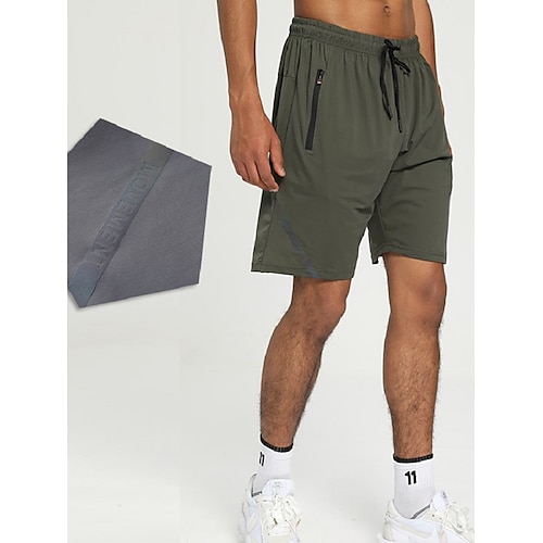 

Men's Running Shorts Athletic Shorts Drawstring Zipper Pocket Shorts Athletic Athleisure Breathable Quick Dry Soft Fitness Gym Workout Running Sportswear Activewear Solid Colored Black Army Green Grey