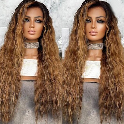 

Unprocessed Virgin Hair 13x4 Lace Front Wig Free Part Brazilian Hair Wavy Multi-color Wig 130% 150% Density with Baby Hair Ombre Hair Highlighted / Balayage Hair 100% Virgin Pre-Plucked For Women Long