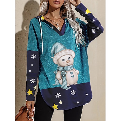 

Snowman Masquerade Hoodie Women's Christmas Christmas Carnival Masquerade Adults' Christmas New Year Eve Polyester Top