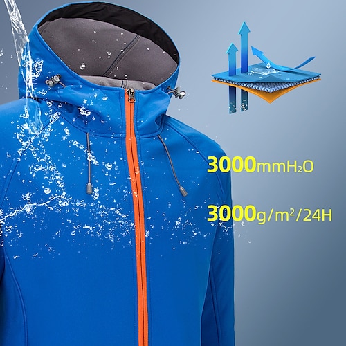 

Men's Hiking Softshell Jacket Waterproof Hiking Jacket Rain Jacket Winter Outdoor Thermal Warm Waterproof Windproof Fleece Lining Outerwear Winter Fleece Jacket Trench Coat Hunting Ski / Snowboard