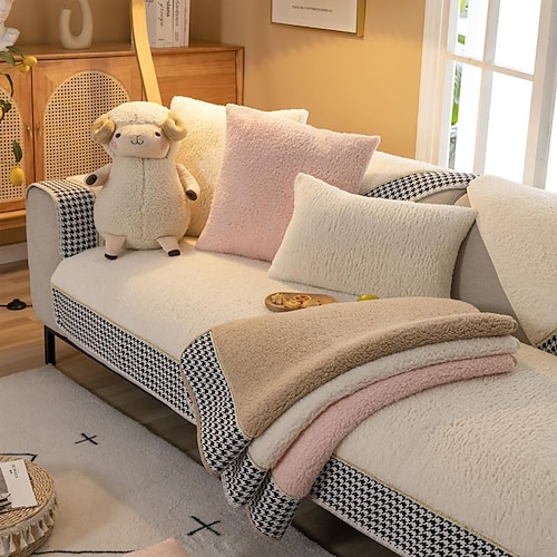 

Plush Sofa Cover Seat Cusghion Slipcover Sectional Couch Covers,Furniture Protector Anti-Slip Couch Covers(Sold by Piece/Not All Set)