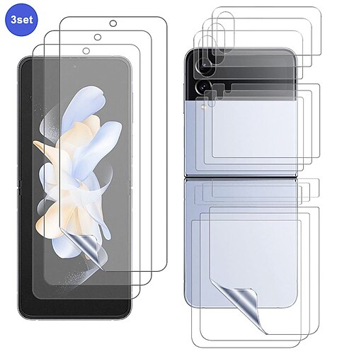 

(3 Sets 12 PCS) Screen Protector Compatible with Samsung Galaxy Z Flip 4 Z Flip 3 3 PCS Outside Screen Protector and 3 PCS Inside Screen Protector with Back Cover Film with Side Soft Film Suit for