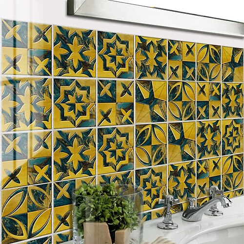 

Waterproof Creative Kitchen Bathroom Living Room Self-adhesive Wall Stickers Waterproof Nordic Style Tile Stickers