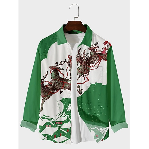 

Reindeer Blouse / Shirt Masquerade Men's Christmas Christmas Christmas Eve Adults' Party Christmas Polyester Blouse