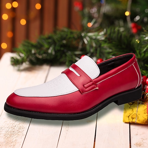 

Men's Loafers & Slip-Ons Penny Loafers Christmas Casual Daily Nappa Leather Breathable Non-slipping Wear Proof White / Blue Red Yellow Spring