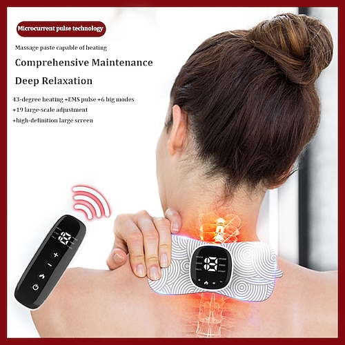 

Electric TENS Mini Neck Massager EMS Heating Cervical Massage Sticker Women Warm Belly Smart Touch Screen Arm Leg Back Massager