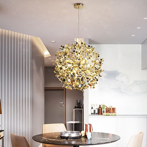 

LED Pendant Light Globe Design, 60cm Modern Luxury Chandelier Lighting Gold Stainless Steel Orb LED Chrome Chandelier for Bedroom Art Deco Light