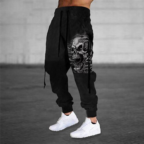 

Men's Sweatpants Joggers Trousers Drawstring Elastic Waist 3D Print Graphic Prints Comfort Breathable Sports Outdoor Casual Daily Cotton Blend Terry Streetwear Stylish BlackGrey Black Micro-elastic