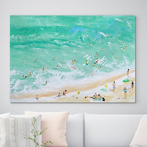 

Handmade Oil Painting Canvas Wall Art Decoration Modern Abstract Summer Beach Landscape for Home Decor Rolled Frameless Unstretched Painting