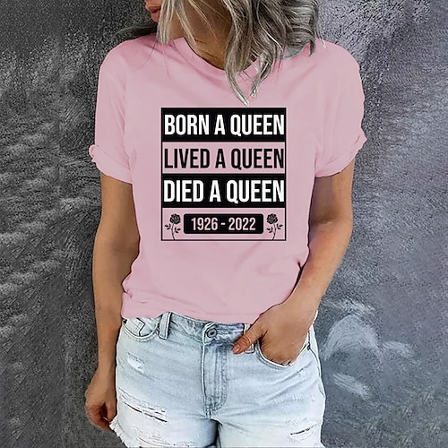 

Mulheres Camiseta Branco Amarelo Verde Claro Gráfico Letra Imprimir Manga Curta Diário Feriado Básico Decote Redondo Padrão 100% Algodão Pintura S