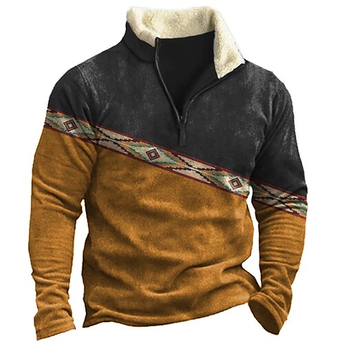 

Men's Zip Up Sweatshirt Pullover Green Black Blue Brown Black Green Half Zip Color Block Graphic Prints Zipper Print Daily Sports Going out 3D Print Basic Casual Thin fleece Winter Clothing Apparel