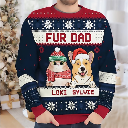 

Men's Sweatshirt Pullover Green Red Navy Blue Crew Neck Animal Graphic Prints Print Christmas Daily Sports 3D Print Basic Streetwear Designer Spring & Fall Clothing Apparel Hoodies Sweatshirts