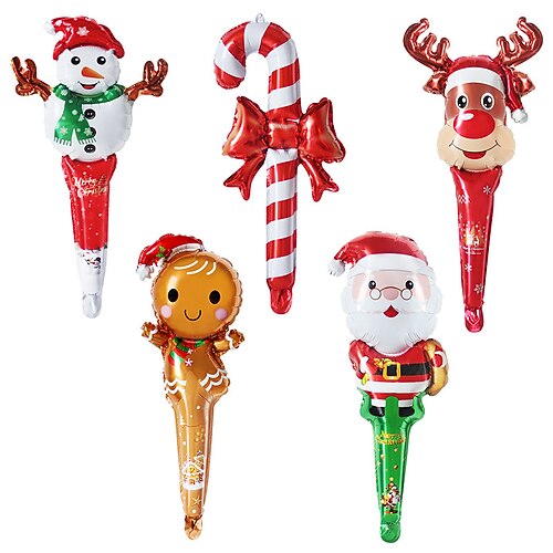 

Christmas Hand-held Bat Aluminum Membrane Balloon Elderly Cane Elk Snowman Cartoon Stick Christmas Gift