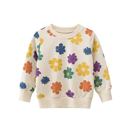 

Toddler Girls' Sweatshirt Solid Color School Long Sleeve Crewneck Cute 3-7 Years Fall Yellow