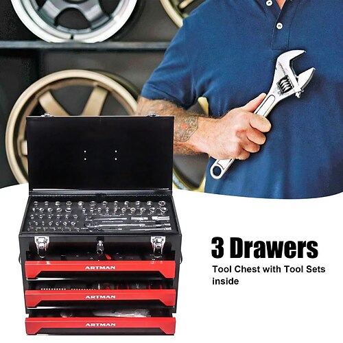 

339-Piece Metric Tool Set with 3-Drawer Hand Carry Toolbox