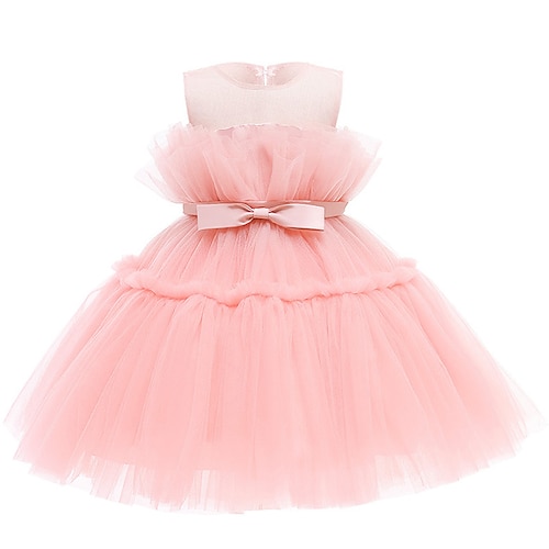 

Kids Girls' Dress Solid Color Tulle Dress Knee-length Dress Wedding Patchwork Sleeveless Active Dress 3-7 Years Fall Purple Pink White / Party / Fashion / Spring