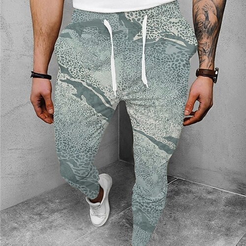 

Men's Joggers Trousers Casual Pants Drawstring Elastic Waist 3D Print Abstract Graphic Prints Comfort Casual Daily Streetwear Basic Fashion Green Brown Micro-elastic